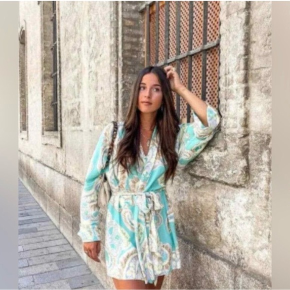 Zara Multicolor Paisley Kimono Romper - Picture 2 of 6